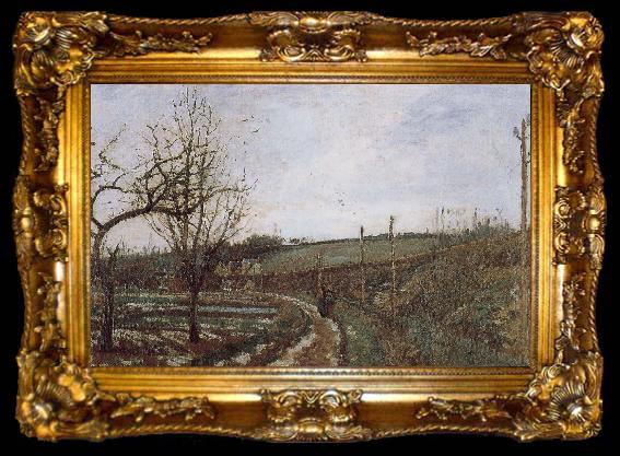 framed  Camille Pissarro winter scene, ta009-2